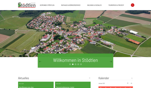 Startseite von der Homepage